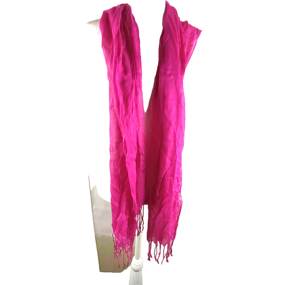 Pink Scarf Fringe Rectangle 66" X 24 Lightweight - Picture 6 of 7